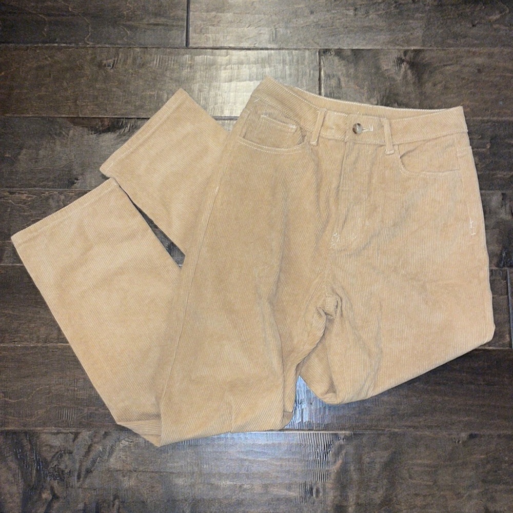 Tan corduroy pants high-rise
